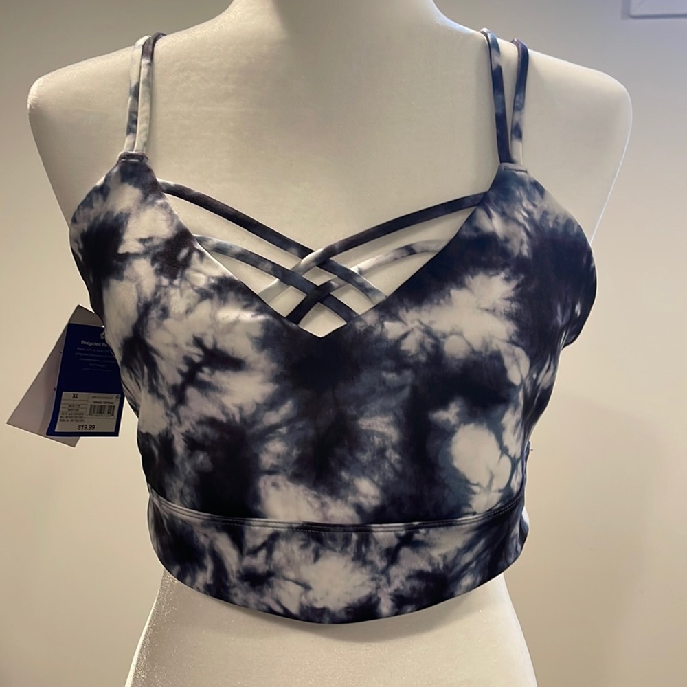 Joy Lab Athletic Bra in Blue and White Tie Dye
